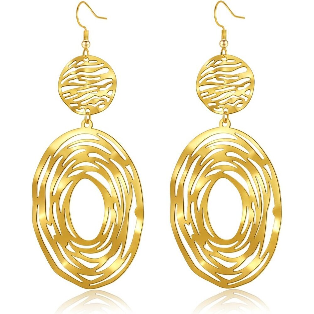 Handcrafted Hollow Out Gold Dangle Earrings - Perfect for Any Occasion